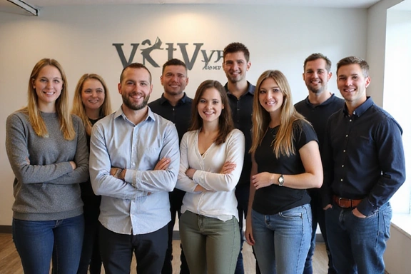 Skupinová fotografie týmu VýživaPro, usměvaví a profesionální.